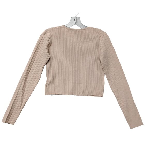 Dazy NWT Ribbed Top Size Small Nude Long Sleeve Hook and Eye Closure - Picture 5 of 10